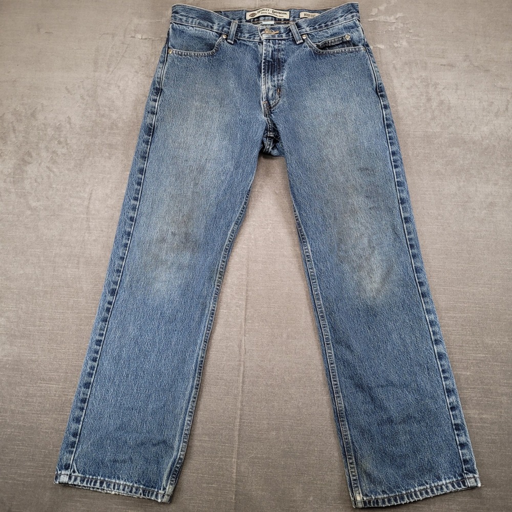 Harley Davidson Jeans Mens Boot Cut Distressed Denim Size 32x29